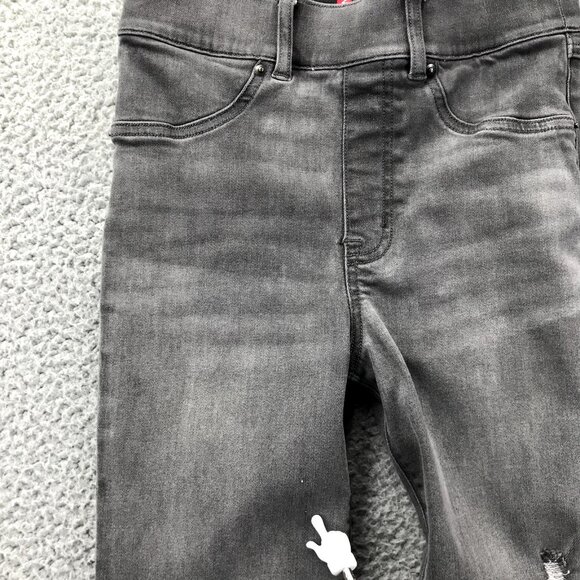 SPANX Womens Size XS Gray Distressed Raw Hem Mid Rise Skinny Ankle Jegging Jeans - Picture 5 of 16